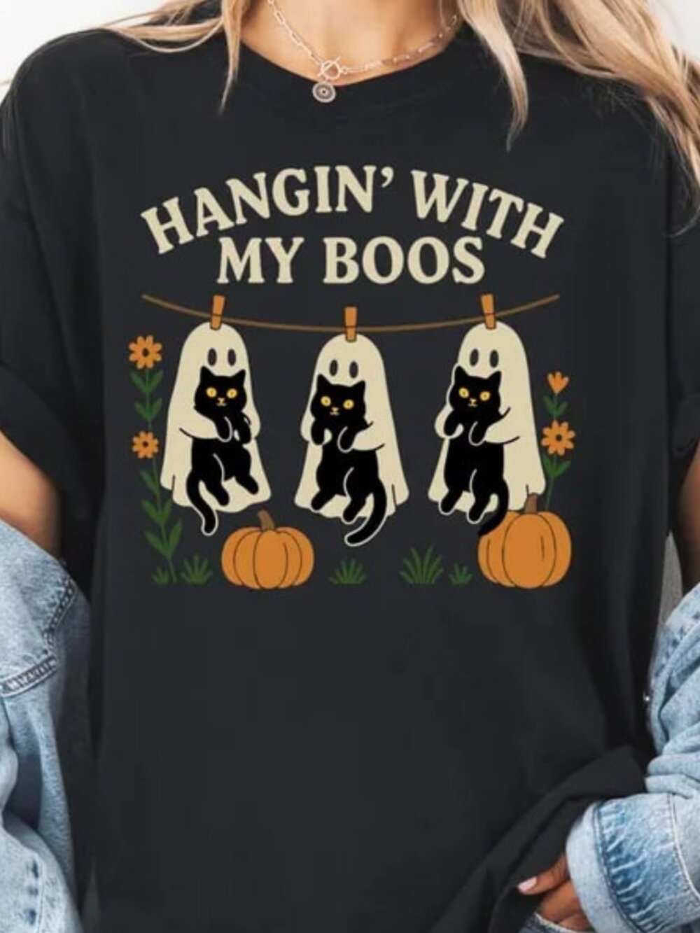 Funny Cat And Ghost Shirt, Halloween Cat Tee, Cat Lover Gift